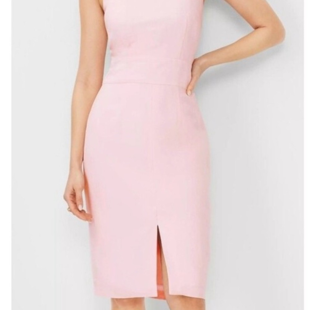 Ann Taylor Pink Halter Sheath Midi Dress